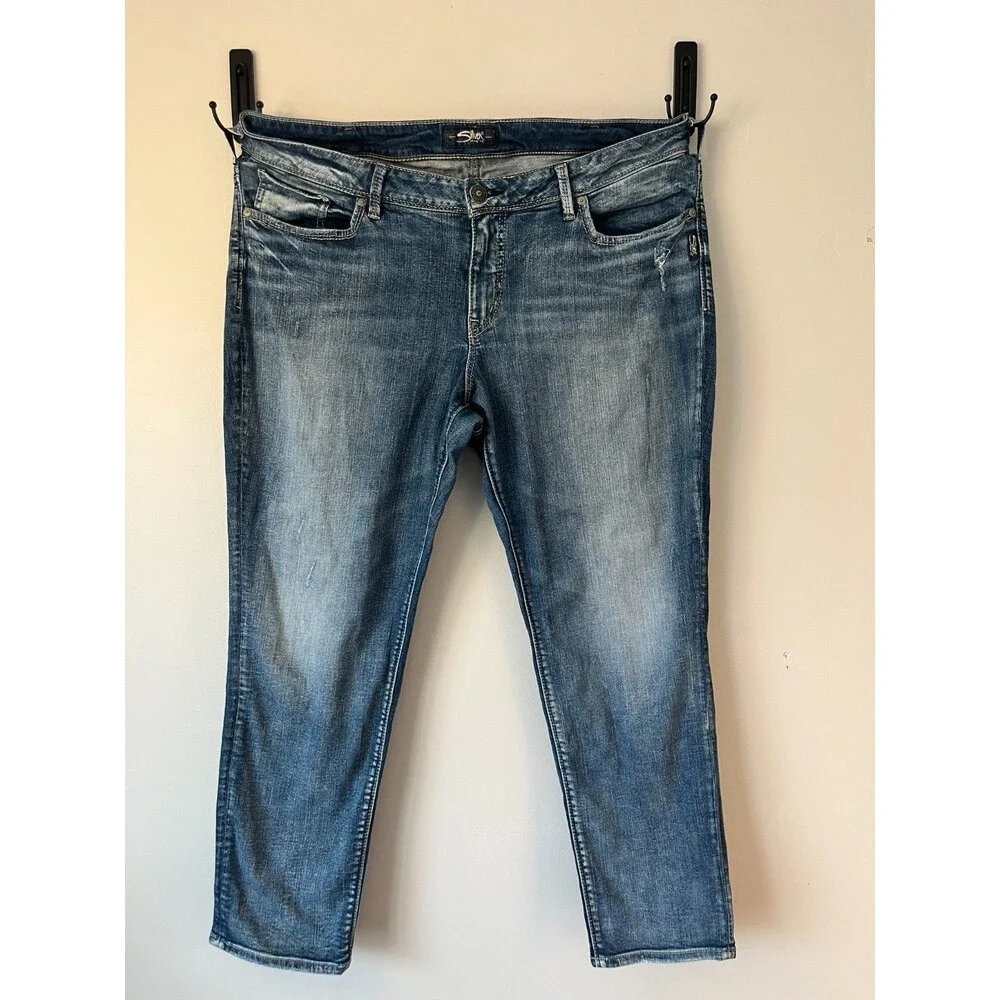 Silver Jeans Co. Sam Relaxed Fit Mid Rise Jeans Women’s Size 18 L27 Dark/Medium - Picture 3 of 7